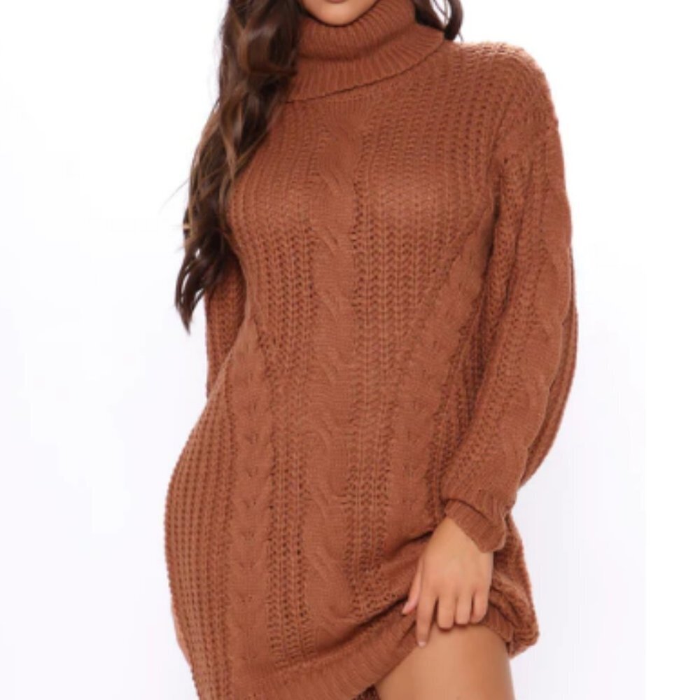 FN | Knit Sweater Midi Dress | Cognac | Size M​​